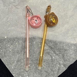 Cute pink and brown bear pens with charm filled with confetti!!